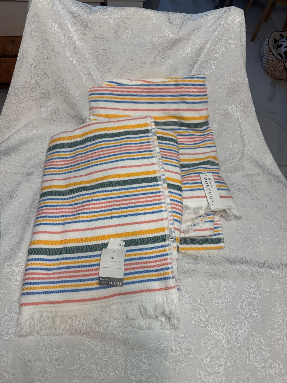 Striped Multicolor Turkish-Style Throw Blanket Made Portugal